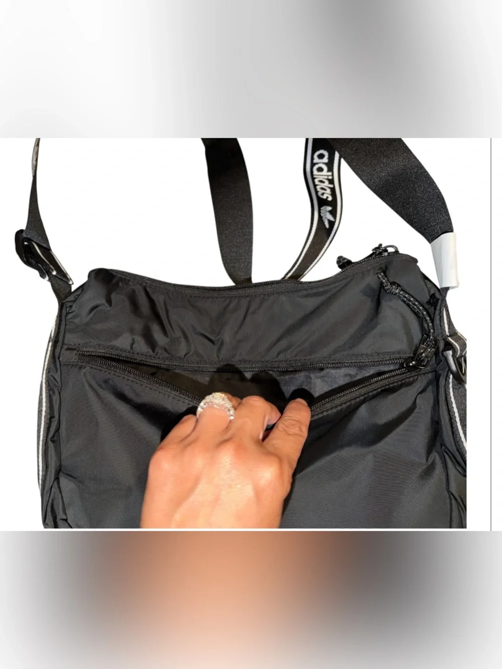 adidas Black Courtside Crossbody Messenger Bag
